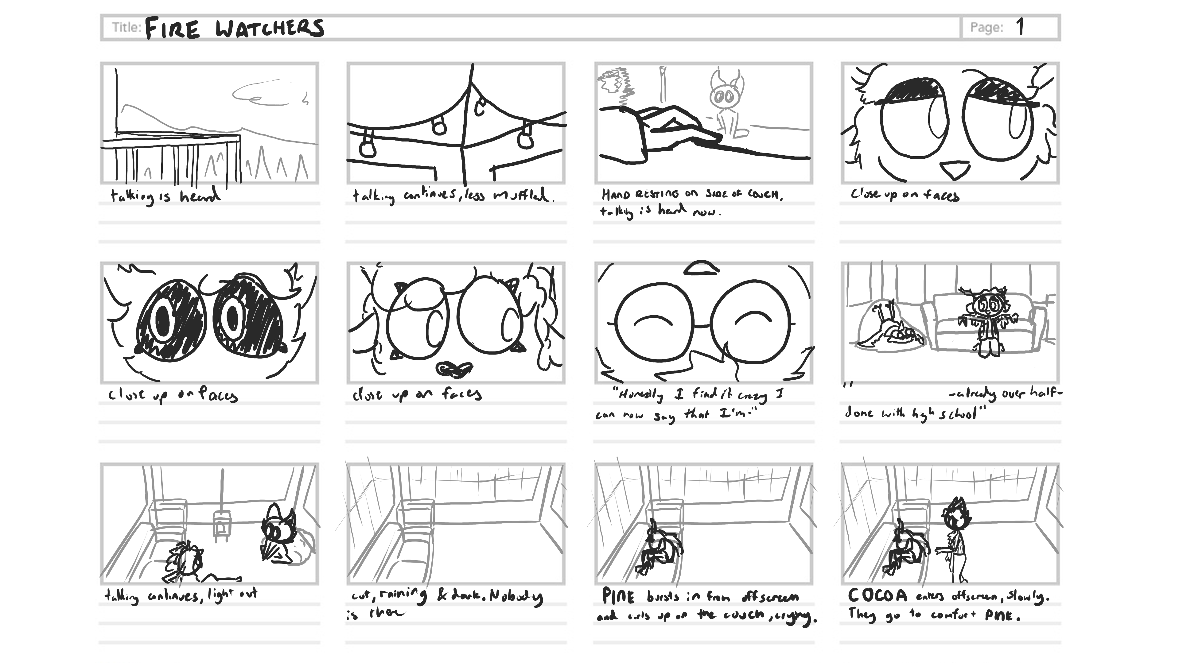 storyboard 1 of FIRE WATCHER short