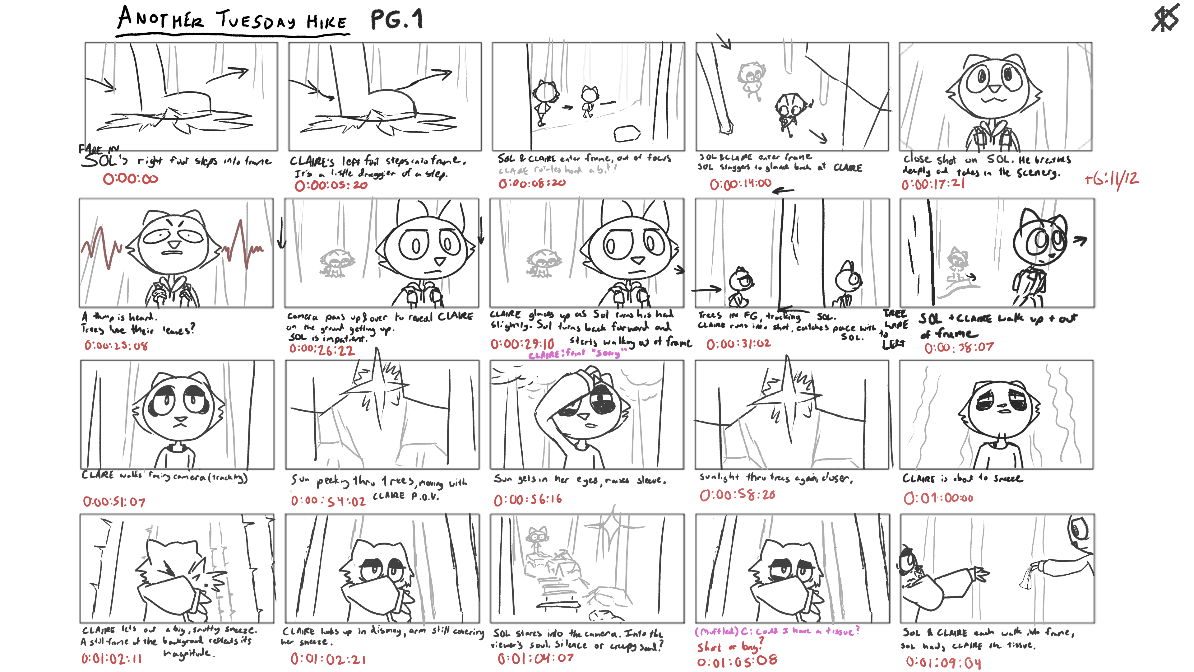 first page of Another Tuesday Hike's storyboard