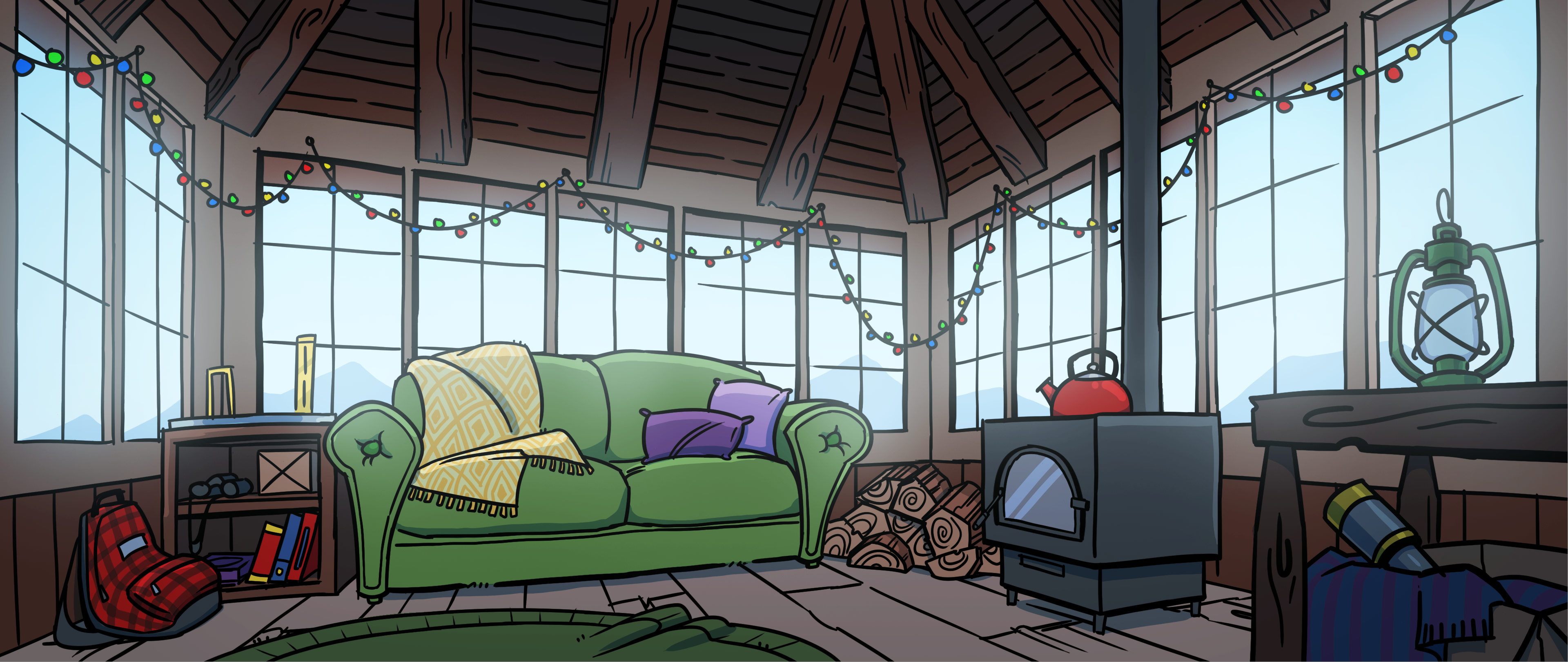 An interior of the Firewatch Tower, during the day