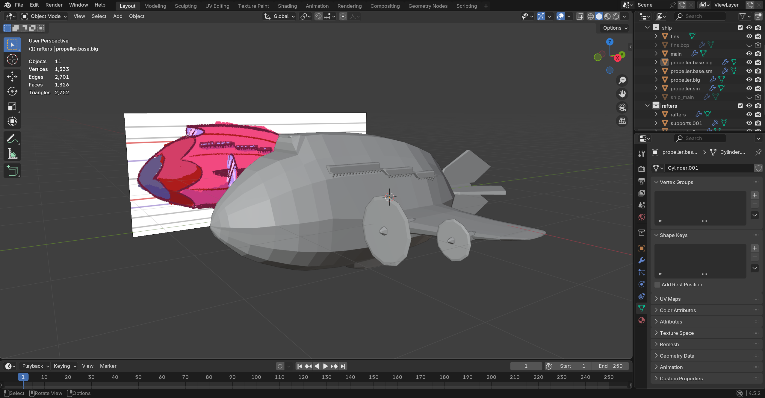 the same heart airship as a basic 3D model