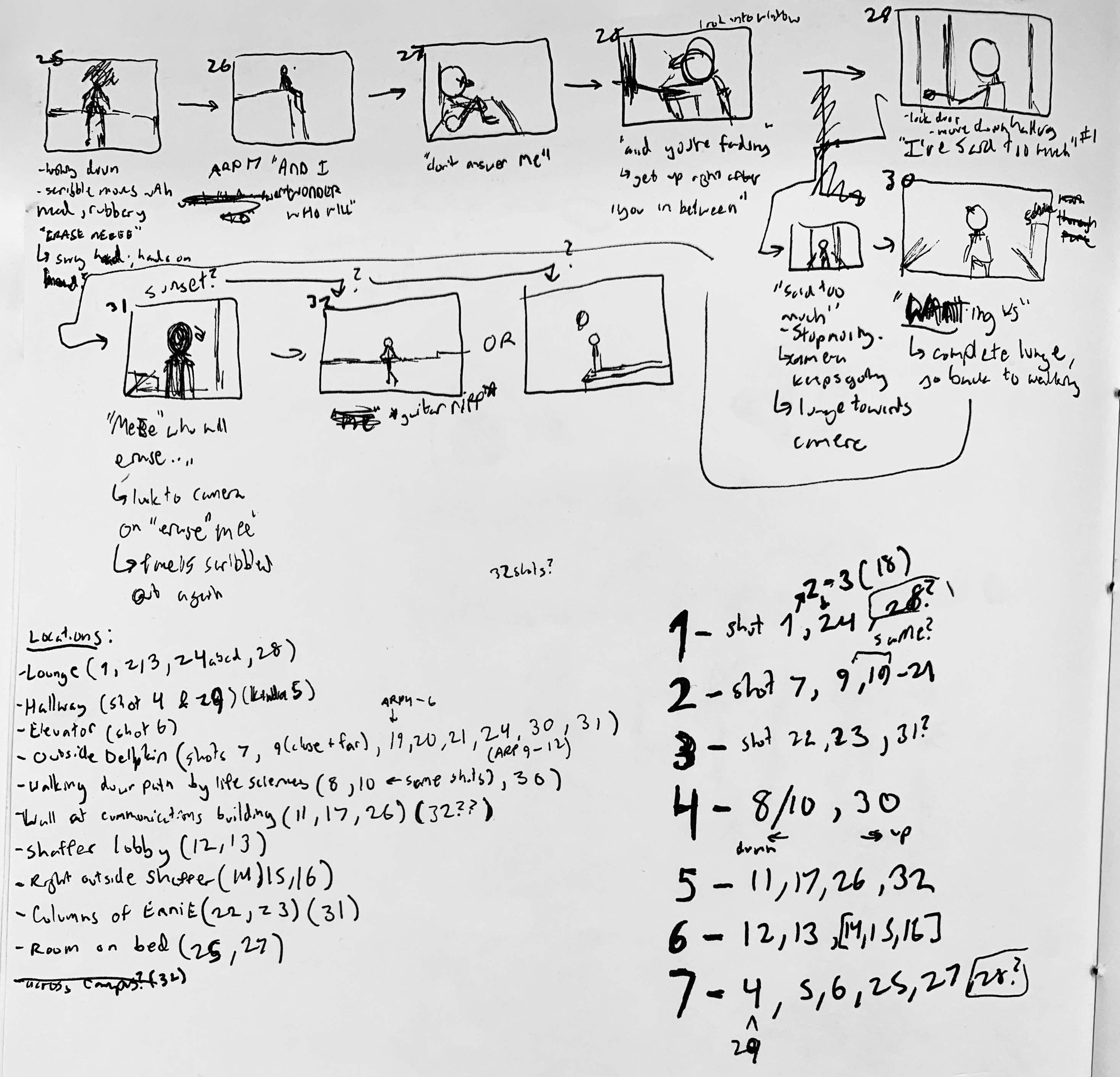 The second page of storyboard for the music video